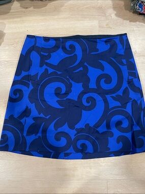 Jcrew Blue and Black Swirl Print A-Line Skirt